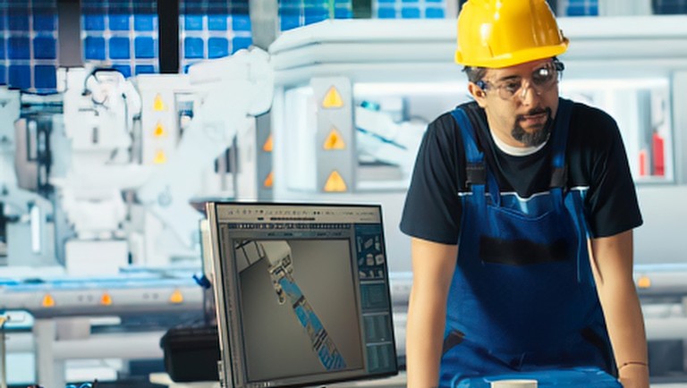 Techniker und Konstrukteur besprechen digitale Fertigungsdaten