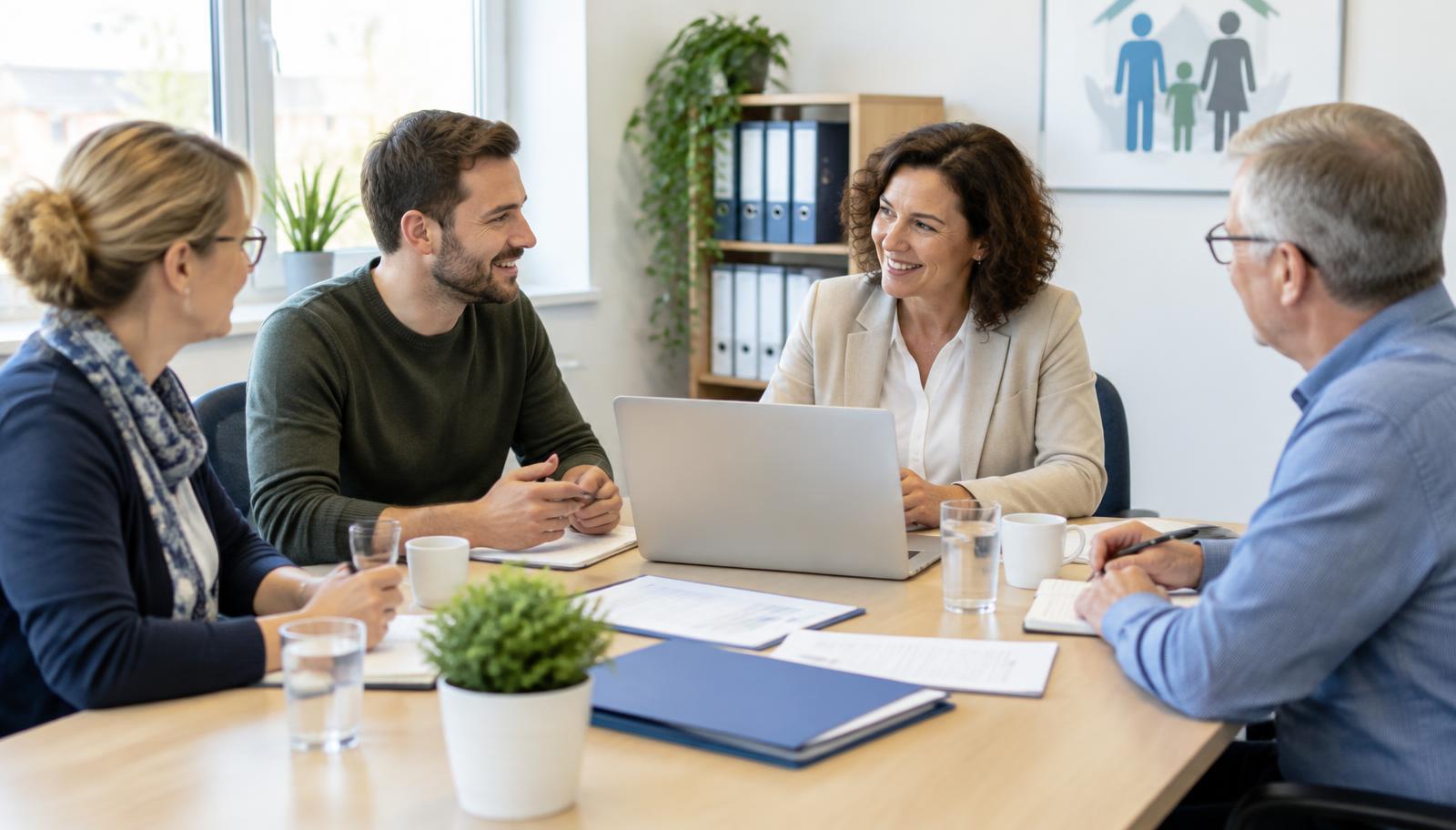 Team einer Sozialeinrichtung in der Beratung am Tisch