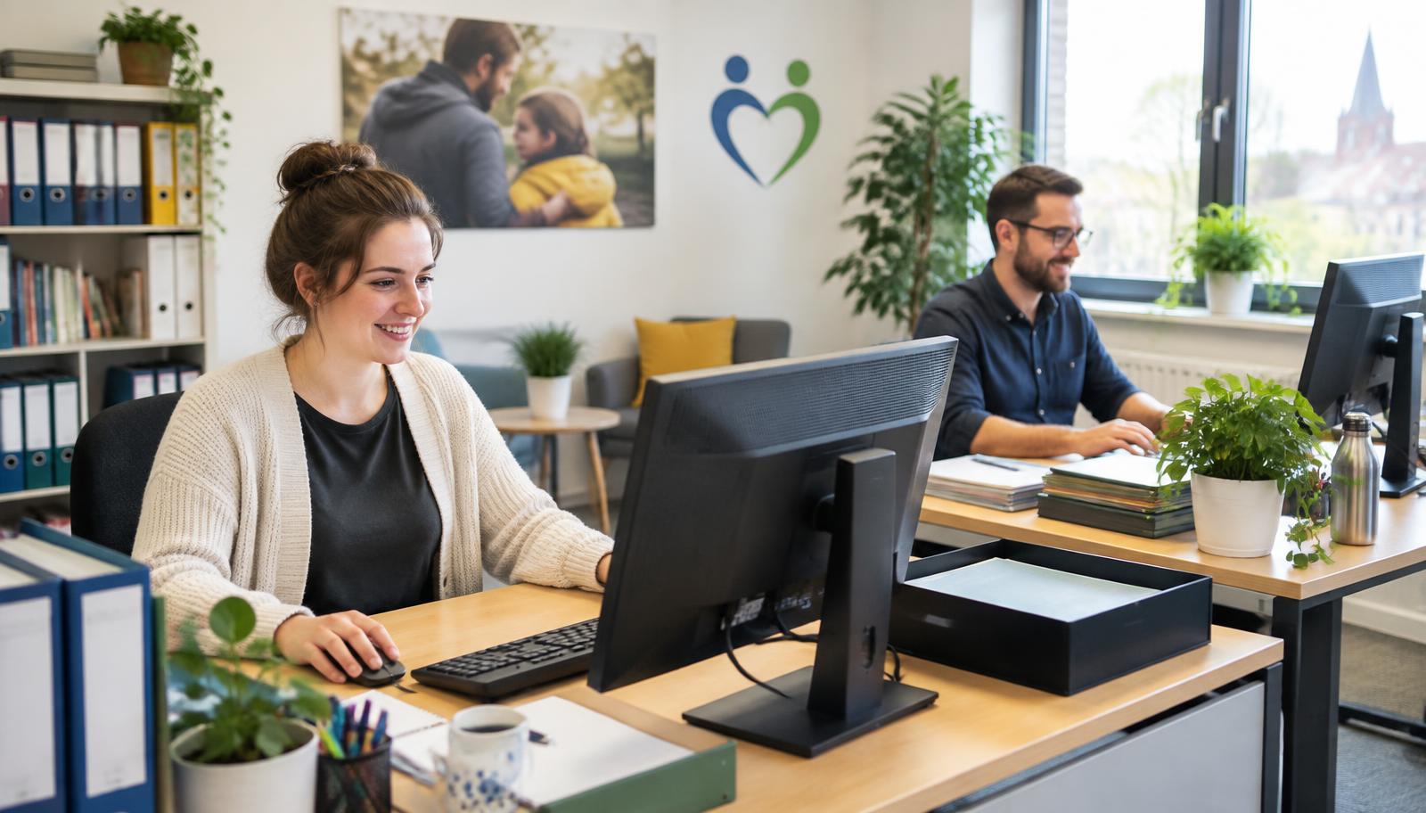 Mitarbeitende einer Sozialverwaltung am Arbeitsplatz